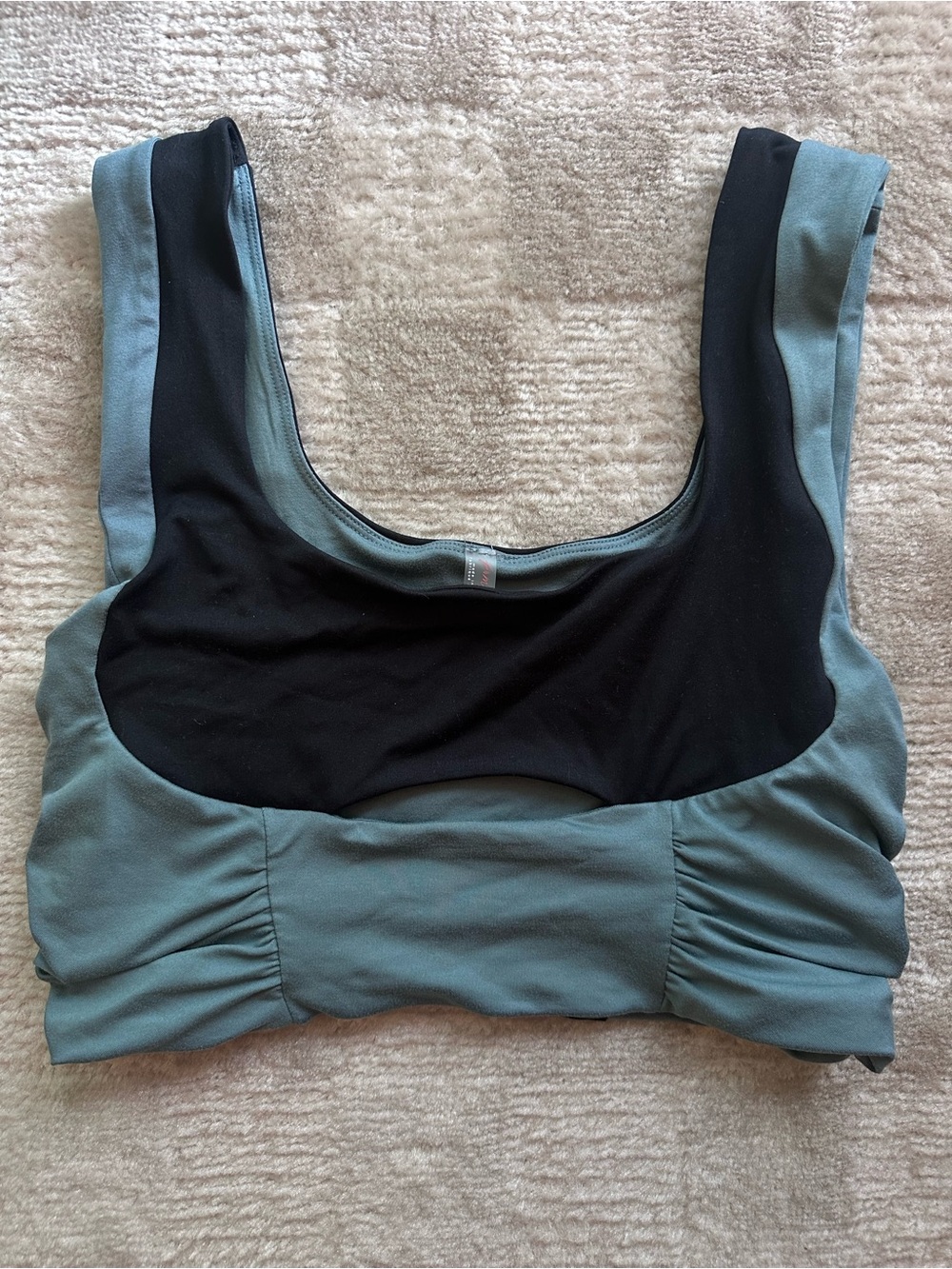 FP Movement by Free People Two-Tone Scoop Sports Bra in Sage & Black